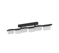 Eglo Led lampada da soffitto Ervidel, lampada da soffitto a 6 luci dimmerabile, illuminazione da camera da letto in metallo nero, plastica satinata, trasparente, bianco caldo