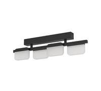 Eglo Led lampada da soffitto Ervidel, lampada da soffitto a quattro luci dimmerabile, illuminazione da camera da letto in metallo nero, plastica satinata, trasparente, bianco caldo