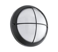 Eglo LED lampada da soffitto esterna Siones 1, lampada da soffitto per esterni, applique in pressofusione di alluminio nera, vetro strutturato bianco, luce calda per esterni, IP44