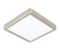EGLO LED lampada da soffitto Fueva 5, L x P 21 cm, lampada a plafone singola in acciaio con diffusore in plastica, lampada da soffitto nickel opaco, bianco, lampada LED montaggio superficie luce calda