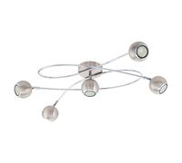Eglo LED lampada da soffitto Locanda, lampada a 5 fiamme, faretti da soffitto in metallo, lampada per soggiorno in nichel opaco, cromo, spot con lampadine GU10, luce calda