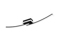 Eglo LED Lampada da soffitto Lungolago, plafoniera per soggiorno e camera, luce da soffitto in metallo e plastica nera, illuminazione calda, 75 cm