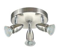 Eglo LED Lampada da soffitto Magnum LED, plafoniera a 3 luci, faretto da soffitto in metallo, lampada da soggiorno in nichel opaco, cromo, faretti con lampadine GU10, luce calda, Ø 18 cm