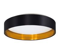 Eglo LED lampada da soffitto Maserlo 2, luce da soffitto tessile, illuminazione da soggiorno in tessuto color oro e nero, plastica bianca, illuminante bianco caldo, Ø 38 cm