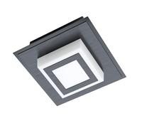 Eglo LED Lampada da soffitto Masiano 1, lampada da parete a 1 fiamma, lampada da soffitto in alluminio, acciaio e plastica nera satinata, lampada da soggiorno, luce calda