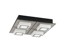 Eglo LED lampada da soffitto Masiano 1, lampada da parete a 4 | luci, lampada da soffitto in alluminio, acciaio e plastica nera satinata, lampada per soggiorno, luce calda