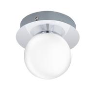 Eglo LED lampada da soffitto Mosiano, lampada da parete per bagno, lampada | da bagno in acciaio inox cromato e vetro opalino satinato bianco, LED per ambienti umidi luce calda, IP44, diametro 11 cm