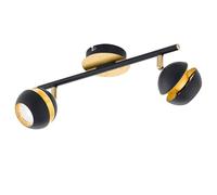Eglo LED lampada da soffitto Nocito, lampada da soffitto a 2 fiamme, faretti in metallo, lampada da soggiorno nera e oro, lampada da corridoio, spot con lampadine GU10, luce calda