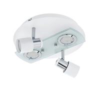 EGLO LED lampada da soffitto Pawedo 1, lampada da soffitto in acciaio | bianco e cromato, vetro bianco e trasparente, attacco GU10