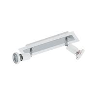 Eglo LED Lampada da soffitto Sarria, lampada da soffitto a 2 luci, faretti in metallo, lampada per soggiorno bianca e cromata, spot con lampadine GU10 a luce calda