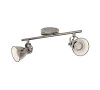 Eglo LED Lampada da soffitto Seras, lampada da soffitto industriale a 2 luci, faretto in metallo, lampada per soggiorno in nichel antico, lampada da corridoio, faretti con lampadine GU10, luce calda