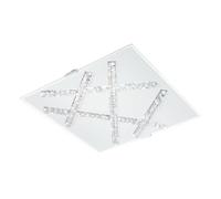 Eglo LED Lampada da soffitto Sorrenta, lampada a soffitto, acciaio bianco, vetro, vetro brillante bianco trasparente luce calda