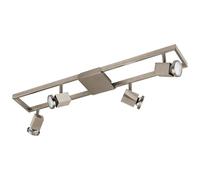 Eglo LED Lampada da soffitto Zeraco, plafoniera 4 fiamme, faretti da soffitto in metallo e plastica, lampada per soggiorno in nichel opaco, faretti con lampadine GU10, luce calda