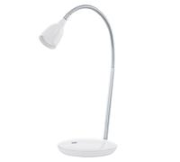 Eglo LED lampada da tavolo Durengo, 1 fiamma, lampada da scrivania moderna | e classica, realizzata in plastica di alta qualità e acciaio, lampada da ufficio bianca e cromata