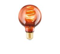 Eglo LED Lampadina dimmerabile E27, lampadina vintage in rame, Globo LED a spirale 4 Watt (equivale a 15 Watt), 90 Lumen, LED E27 bianco caldo, 2000 Kelvin, lampadina decorativa G80, Ø 8,5 cm