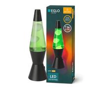 Eglo LED Lavalampe Lava, decorativa colonna d'acqua, lampada retrò | per bambini, luce d'ambiente per cameretta, nera, liquido verde e cera bianca, 37,3 cm