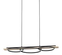 Eglo Led luce a sospensione Boyal, lampada a sospensione a tre fiamme dimmerabile, metallo, legno, plastica, lampada da tavolo da pranzo in nero, marrone, bianco, lampada da soggiorno