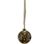 EGLO LED palla di Natale per interni, sfera di vetro illuminata | da appendere, palla luminosa nero-trasparente con timer, luce calda, a batteria, Ø 10 cm