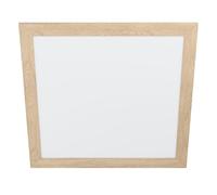 Eglo Led Panel Piglionasso, con cornice decorativa in legno, lampada da soffitto in legno marrone chiaro, luce da cucina e ufficio, illuminazione bianco neutro, L x L 64,5 cm