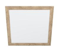 Eglo Led Panel Piglionasso, con cornice decorativa in legno, lampada da soffitto in legno marrone trasparente fiammato, illuminazione da ufficio e ingresso, L x L 64,5 cm