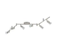 Eglo LED Plafoniera Buzz-LED, lampada da soffitto a 6 fiamme, faretti in metallo nichel opaco, lampada per soggiorno e cucina, spot con lampadine GU10, luce calda, lunghezza 105 cm