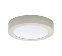 EGLO LED Plafoniera Fueva 1, lampada da soffitto a 1 fiamma, materiale: | pressofusione in metallo, plastica, colore: nichel opaco, bianco, Ø: 22,5 cm, luce calda