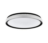 Eglo Led plafoniera Seluci, lampada da soffitto a luce singola, con telecomando, colore della luce regolabile, dimmerabile, illuminazione in metallo nero e plastica bianca