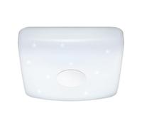 EGLO LED plafoniera Voltago 2, 1 luce con effetto | cristallo, telecomando, luce regolabile (bianco caldo-freddo), dimmerabile, lampada da soffitto in metallo e plastica bianca,