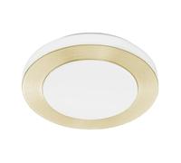 Eglo LED soffitto Capri, lampada a soffitto in acciaio in bianco, ottone | spazzolato, plastica in bianco, plafoniera rotonda per soggiorno, bagno, cucina e corridoio, luce bianco calda, IP44
