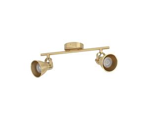 Eglo LED soffitto Seras, luce da soffitto con 2 faretti, barra | orientabile, lampada da soffitto per soggiorno in acciaio in ottone spazzolato e oro, con lampadina GU10, bianco caldo