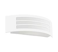 Eglo Leiros - Lampada da parete per esterni, design rettangolare, in metallo, colore bianco, attacco E27, IP44