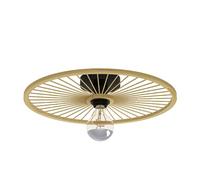 EGLO Leominster - Lampada da soffitto rotonda, plafoniera, lampada da soggiorno in metallo nero e bambù naturale, per parete e soffitto, lampada da corridoio, con attacco E27, diametro 45 cm