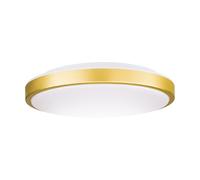 Eglo Lezuza - Lampada da soffitto a LED, rotonda, piatta, per camera letto, in acciaio e plastica di colore bianco ottone, caldo, diametro 32,5 cm