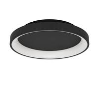 Eglo Loretello Plafoniera a LED, rotonda, lampada da ufficio, dimmerabile con telecomando, metallo e plastica, nera e bianca, luce bianca calda e fredda, diametro 35 cm