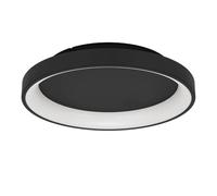 Eglo Loretello Plafoniera a LED, rotonda, lampada da ufficio, dimmerabile con telecomando, metallo e plastica, nera e bianca, luce bianca calda e fredda, diametro 35 cm