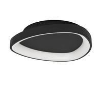 Eglo Loretello Plafoniera a LED, triangolare, lampada da ufficio, dimmerabile con telecomando, metallo e plastica, nera e bianca, luce bianca calda e fredda, diametro 35 cm