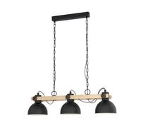 EGLO - LUBENHAM LAMPADA A SOSPENSIONE CON CORPO IN LEGNO E 3 PARALUMI NERI ORIENTABILI E27 3X28W 43163