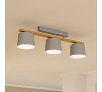 EGLO Mariel, plafoniera a 3 luci in legno grigio naturale EGLO