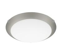 Eglo Mars 1, Lampada da soffitto a 1 luce, lampada da parete, plafoniera in acciaio, vetro bianco satinato con bordo argentato, attacco E27