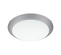 Eglo Mars 1, Lampada da soffitto a 1 luce, lampada da parete, plafoniera in acciaio, vetro bianco satinato con bordo argentato, attacco E27