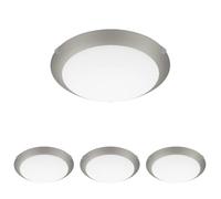 Eglo Mars 1, Lampada da soffitto a 1 luce, lampada da parete, plafoniera in acciaio, vetro bianco satinato con bordo argentato, attacco E27 (Confezione da 4)