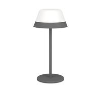 EGLO Meggiano Lampada da tavolo a LED per esterni, lampada da campeggio, dimmerabile, con paralume a sospensione, attacco USB, plastica bianca e grigia, luce bianca calda, RGB, IP54