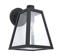 Eglo Mirandola Lampada da Parete per Esterni Vintage, Retrò, Attacco E27. IP44. in Alluminio Nero e Vetro Trasparente