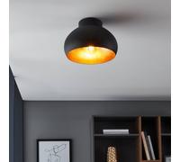 Plafoniera Contemporanea Mogano 2 1 Luce Acciaio Nero E Oro