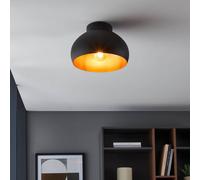 Plafoniera Contemporanea Mogano 2 1 Luce Acciaio Nero E Rame
