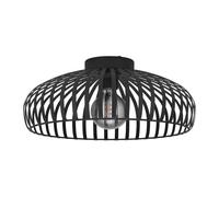 Eglo Mogano 3 - Lampada da soffitto dal design monocromatico, plafoniera, lampada da salotto in metallo di colore nero, con attacco E27, diametro 43 cm