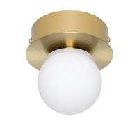 EGLO Mosiano Plafoniera a LED, piccola lampada da bagno a forma di sfera, in metallo in ottone e vetro bianco, IP44, diametro 11 cm