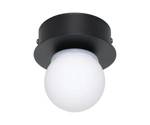 EGLO Mosiano Plafoniera a LED, piccola lampada da bagno a forma di sfera, in metallo nero e vetro bianco, IP44, diametro 11 cm