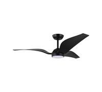 EGLO Mosteiros Ventilatore da soffitto, tre pale, telecomando e illuminazione, funzioni estate/inverno e Natural Breeze, in plastica ABS di ottima qualità, nero opaco, motore DC, silenzioso, 142 cm