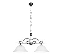 Lampadario A Sospensione Contemporaneo Murcia Acciaio Nero Vetro 2 Luci E27